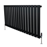 Flat Single Column Radiator & Valves – 600mm x 1190mm – Black