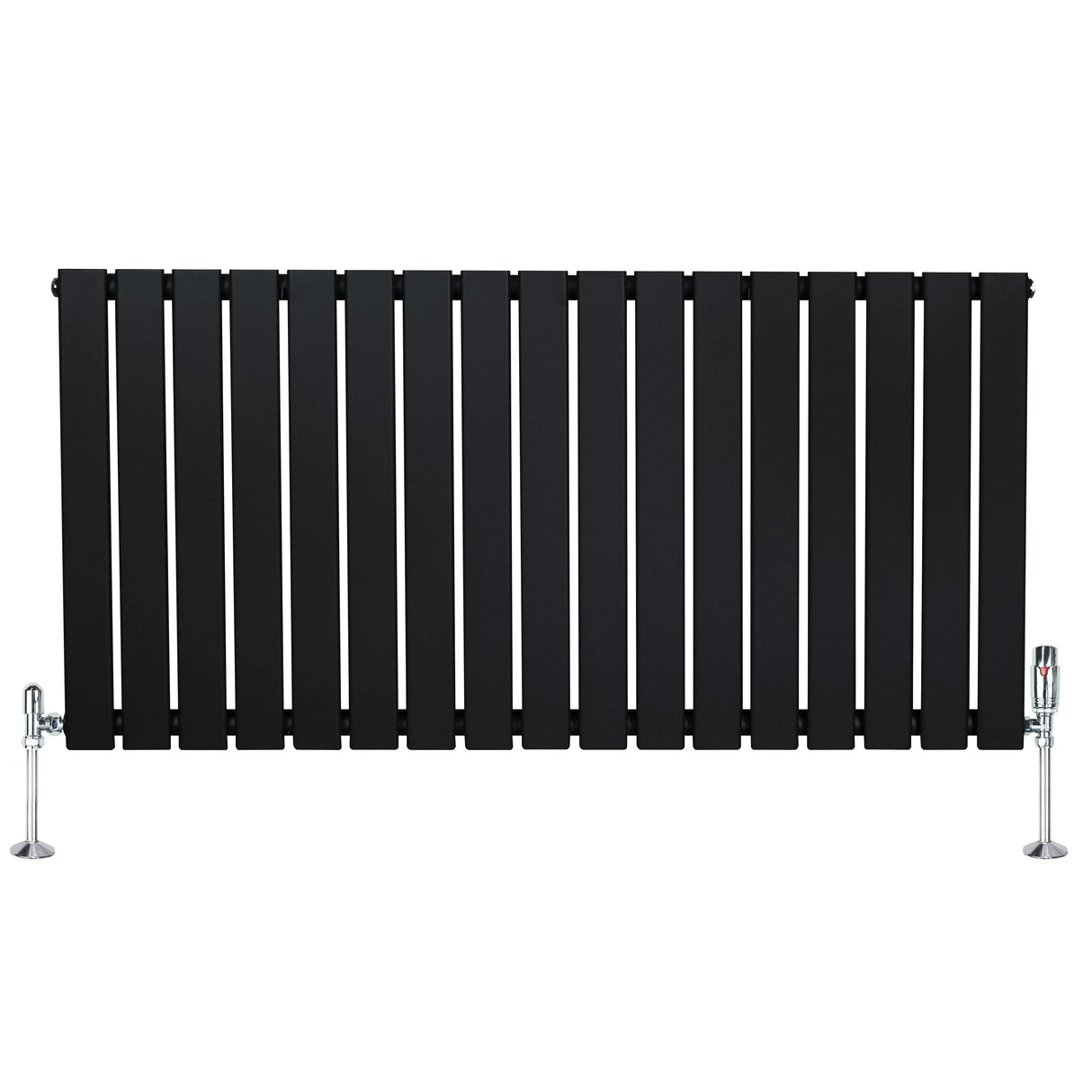 Flat Single Column Radiator & Valves – 600mm x 1190mm – Black