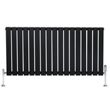 Flat Single Column Radiator & Valves – 600mm x 1190mm – Black