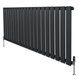 Flat Single Column Radiator & Valves – 600mm x 1400mm – Anthracite Grey