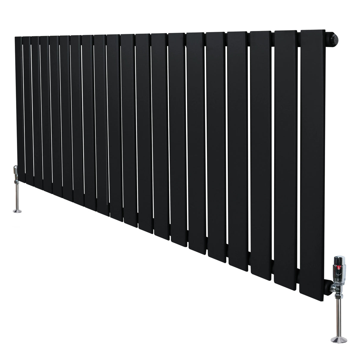 Flat Single Column Radiator & Valves – 600mm x 1400mm – Black