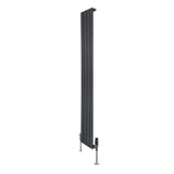 Flat Single Column Radiator & Valves – 1600mm x 280mm – Anthracite Grey