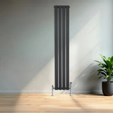 Flat Single Column Radiator & Valves – 1600mm x 280mm – Anthracite Grey