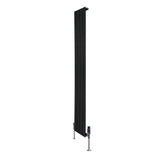 Flat Single Column Radiator & Valves – 1600mm x 280mm – Black