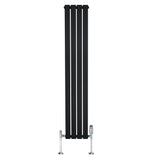 Flat Single Column Radiator & Valves – 1600mm x 280mm – Black