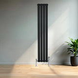 Flat Single Column Radiator & Valves – 1600mm x 280mm – Black