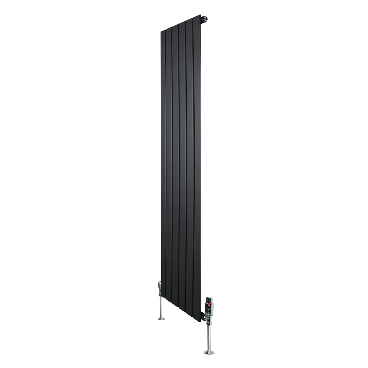 Flat Single Column Radiator & Valves – 1600mm x 420mm – Black