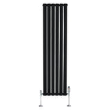 Flat Single Column Radiator & Valves – 1600mm x 420mm – Black