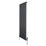 Flat Single Column Radiator & Valves – 1600mm x 560mm – Anthracite Grey
