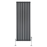 Flat Single Column Radiator & Valves – 1600mm x 560mm – Anthracite Grey