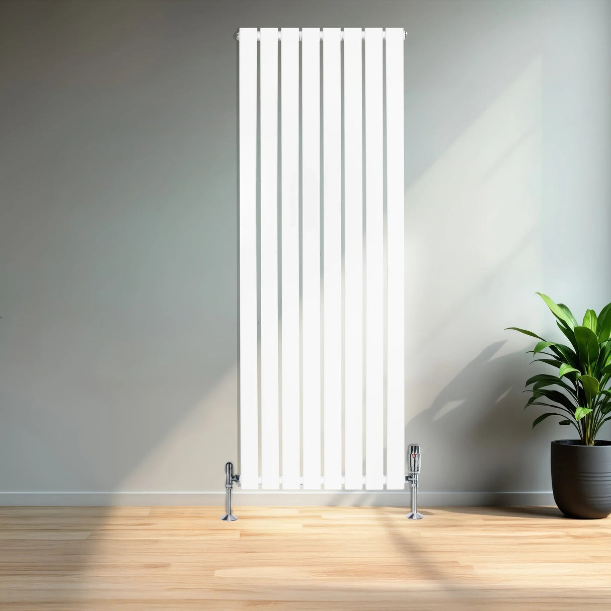 Flat Single Column Radiator & Valves – 1600mm x 560mm – White