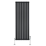 Flat Single Column Radiator & Valves – 1600mm x 560mm – Black