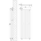Flat Single Column Radiator & Valves – 1600mm x 560mm – Black