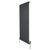 Flat Single Column Radiator – 1600mm x 700mm & Valves – Anthracite Grey