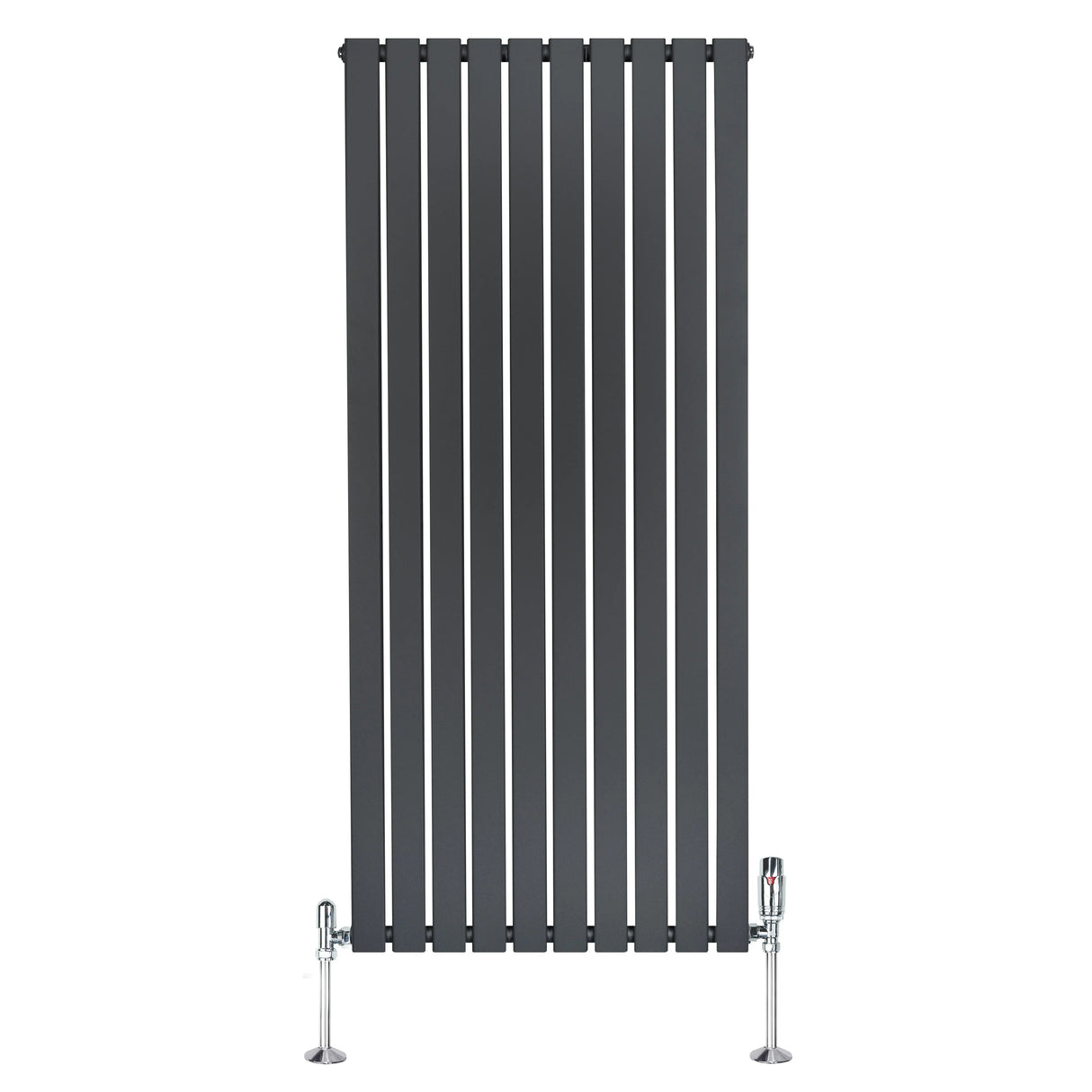 Flat Single Column Radiator – 1600mm x 700mm & Valves – Anthracite Grey