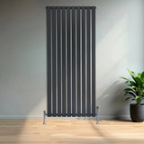 Flat Single Column Radiator – 1600mm x 700mm & Valves – Anthracite Grey