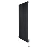 Flat Single Column Radiator – 1600mm x 700mm & Valves – Black