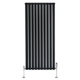 Flat Single Column Radiator – 1600mm x 700mm & Valves – Black