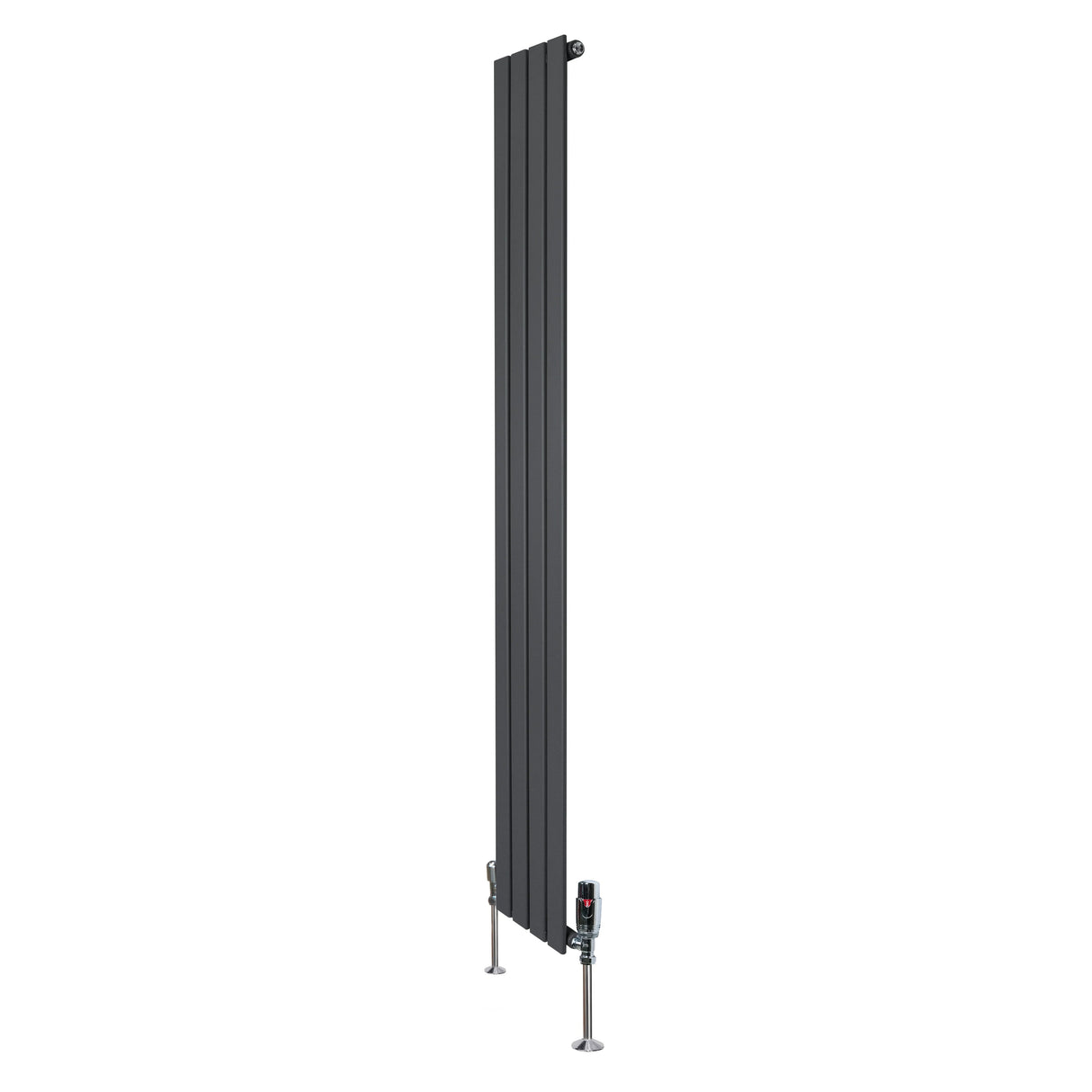 Flat Single Column Radiator & Valves – 1800mm x 280mm – Anthracite Grey