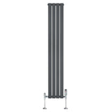 Flat Single Column Radiator & Valves – 1800mm x 280mm – Anthracite Grey