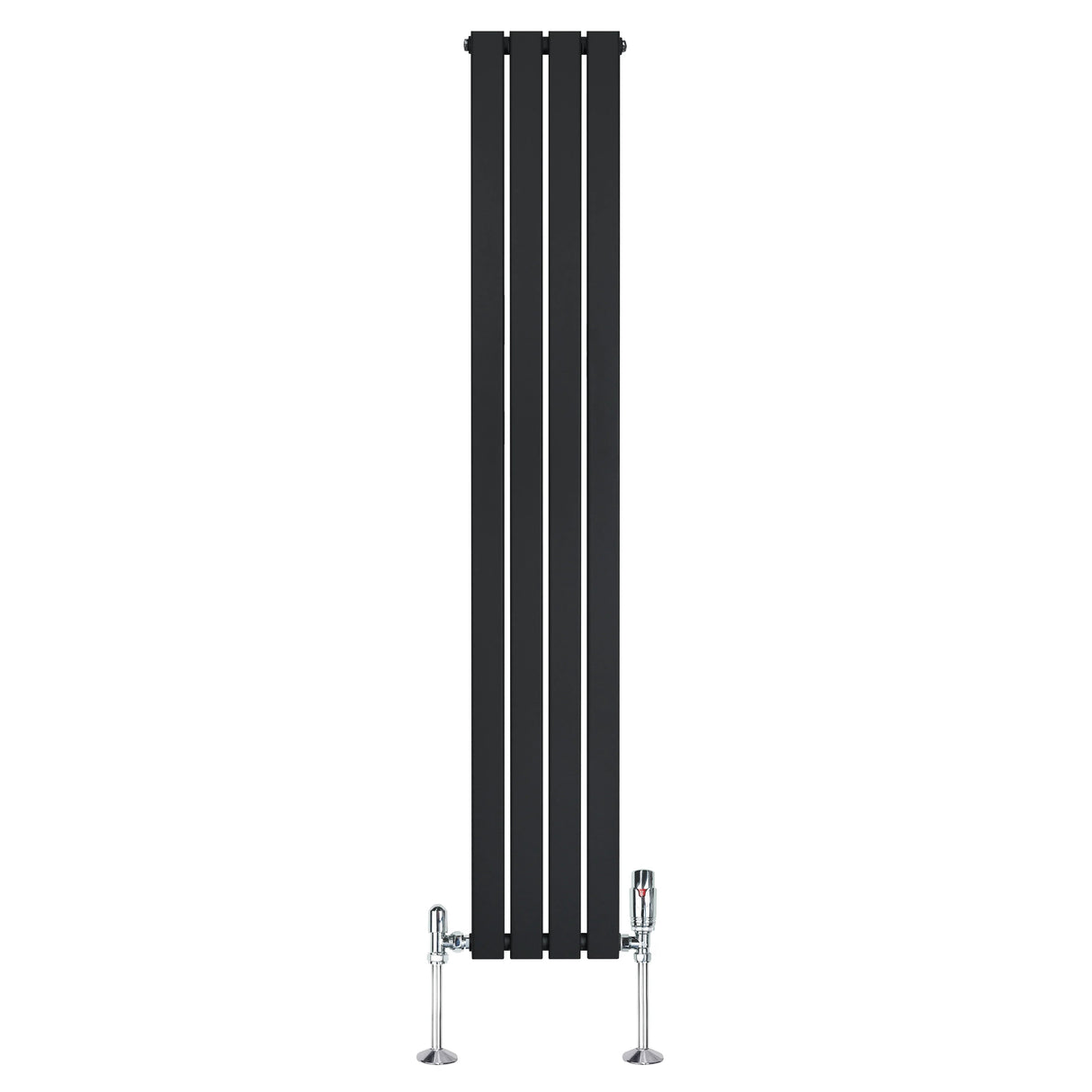 Flat Single Column Radiator & Valves – 1800mm x 280mm – Black