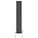 Flat Single Column Radiator & Valves – 1800mm x 280mm – Black