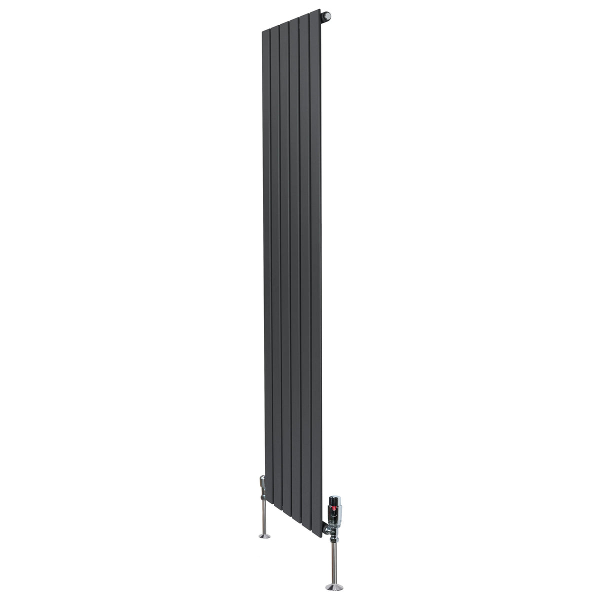 Flat Single Column Radiator & Valves – 1800mm x 420mm – Anthracite Grey