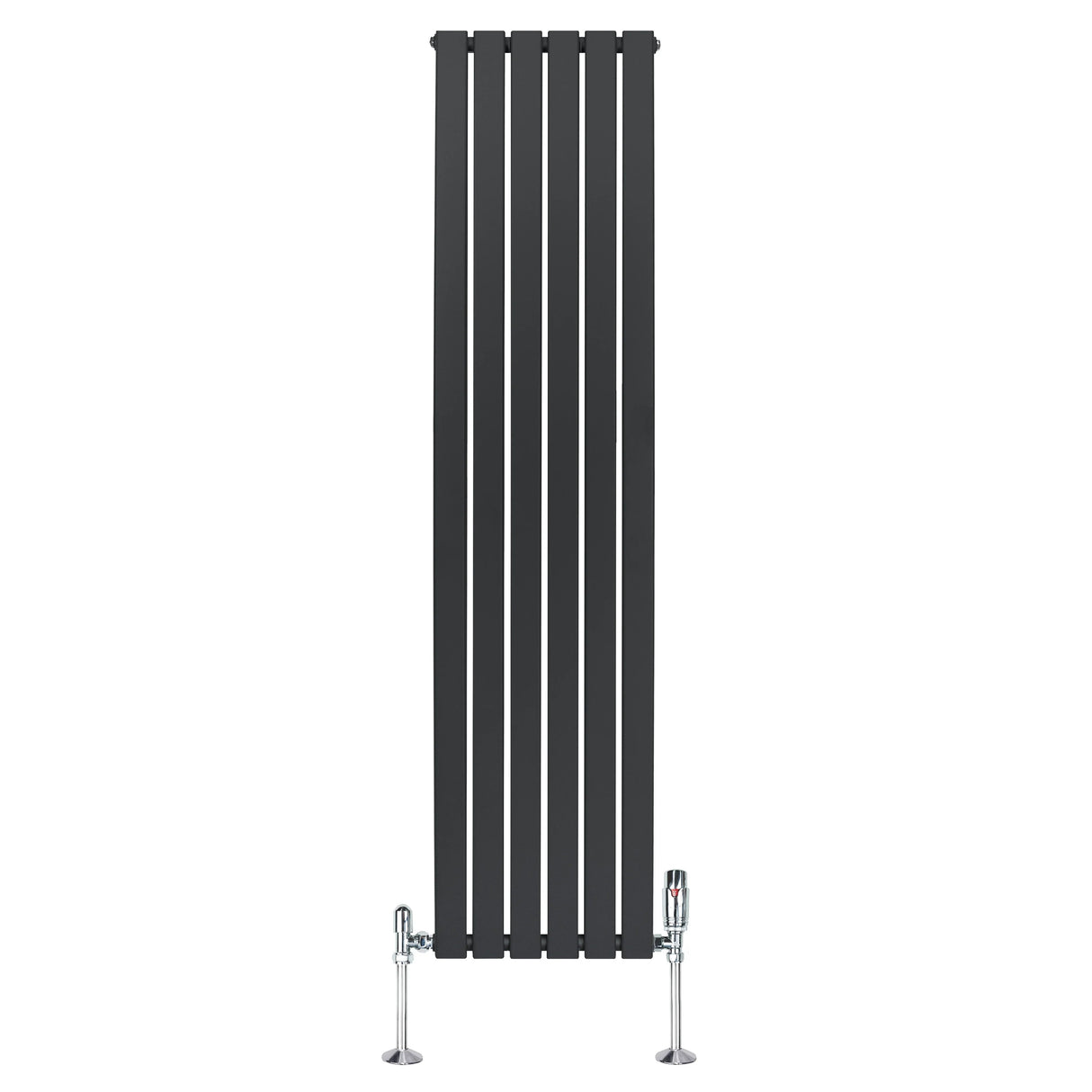 Flat Single Column Radiator & Valves – 1800mm x 420mm – Anthracite Grey