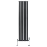 Flat Single Column Radiator & Valves – 1800mm x 420mm – Anthracite Grey