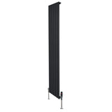 Flat Single Column Radiator & Valves – 1800mm x 420mm – Black