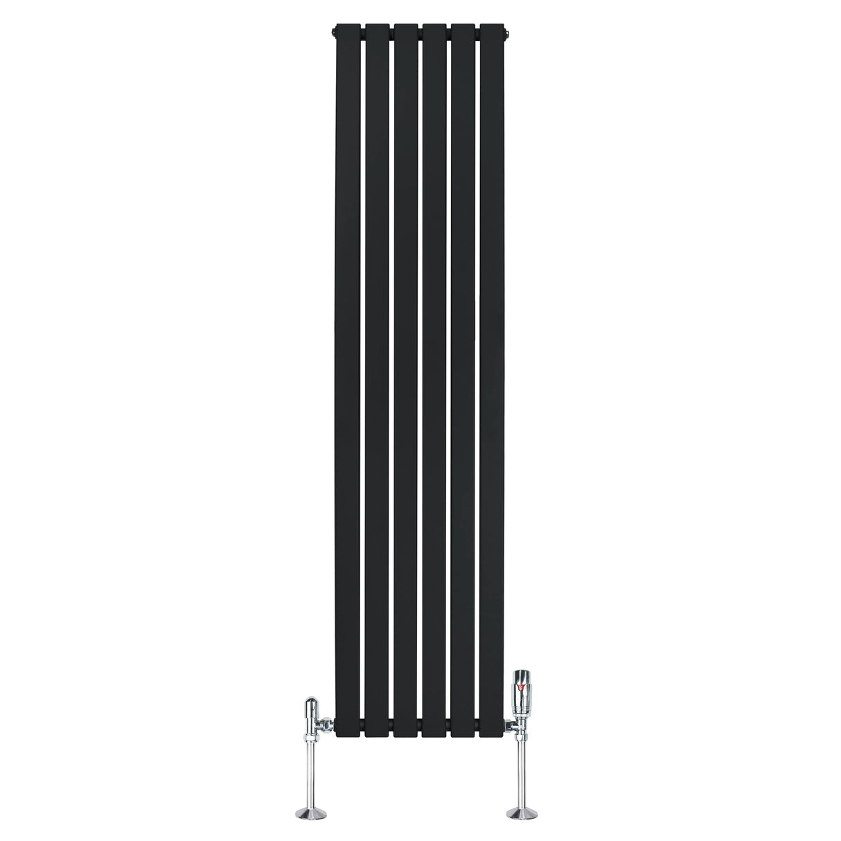 Flat Single Column Radiator & Valves – 1800mm x 420mm – Black