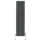 Flat Single Column Radiator & Valves – 1800mm x 420mm – Black