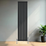 Flat Single Column Radiator & Valves – 1800mm x 420mm – Black