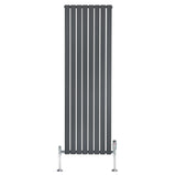 Flat Single Column Radiator & Valves – 1800mm x 560mm – Anthracite Grey