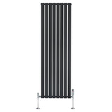 Flat Single Column Radiator & Valves – 1800mm x 560mm – Black