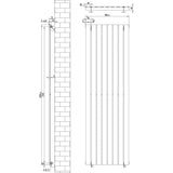 Flat Single Column Radiator & Valves – 1800mm x 560mm – Black