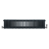 Traditional 4 Column Radiator & Valves - 300 x 1370mm - Anthracite Grey