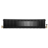 Traditional 4 Column Radiator & Valves - 300 x 1370mm - Black