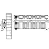 Traditional 4 Column Radiator & Valves - 300 x 1370mm - Black