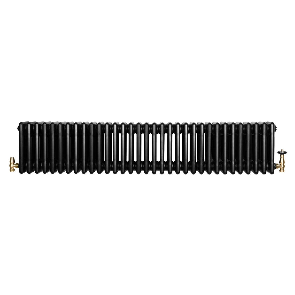 Traditional 4 Column Radiator & Valves - 300 x 1505mm - Black