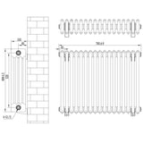 Traditional 4 Column Radiator & Valves - 600 x 785mm - White