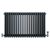 Traditional 4 Column Radiator & Valves - 600 x 1010mm - Anthracite Grey