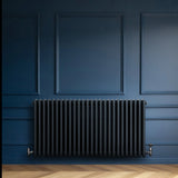 Traditional 4 Column Radiator & Valves - 600 x 1190mm - Anthracite Grey