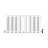 Traditional 4 Column Radiator & Valves - 600 x 1190mm - White