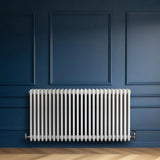 Traditional 4 Column Radiator & Valves - 600 x 1190mm - White