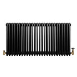 Traditional 4 Column Radiator & Valves - 600 x 1190mm - Black