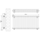 Traditional 4 Column Radiator & Valves - 600 x 1190mm - Black
