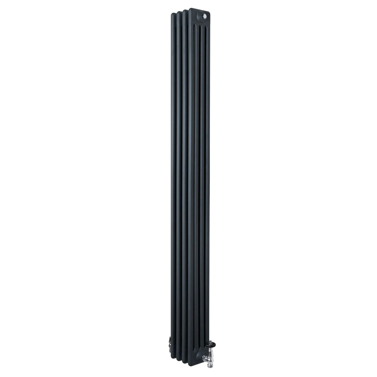 Traditional 4 Column Radiator & Valves - 1800 x 200mm - Anthracite Grey
