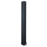 Traditional 4 Column Radiator & Valves - 1800 x 200mm - Anthracite Grey