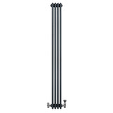 Traditional 4 Column Radiator & Valves - 1800 x 200mm - Anthracite Grey
